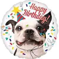 Fóliový balónek Buldoček Happy Birthday 43 cm