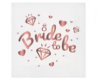 Ubrousky papírové bílé "Bride to Be" 33x33 cm/20 ks