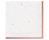 Papírové ubrousky bílé s tečkami rosegold 20 ks - 33 x 33 cm