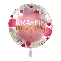 Fóliový balónek Krásné narozeniny CZ - Pink Birthday - 43 cm