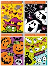 Halloweenská dekorace na okno - strašidla 32 x 40 cm