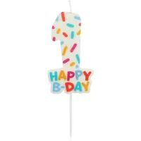 Dortová svíčka číslo 1 - Happy B-day 7 cm