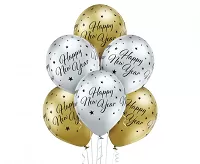 Latexové balonky - stříbrno-zlaté Happy New Year