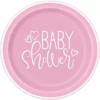 Papírové talíře Baby Shower růžové - 23 cm