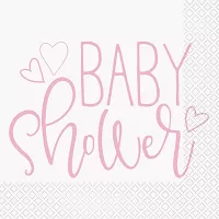 Papírové ubrousky Baby shower růžové