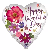 Fóliový balonek Happy Valentine's day květinové srdce