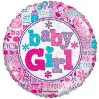 Foliový holografický balonek baby Girl 46 cm