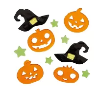 Halloweenská gelové dekorace na okno – dýně a klobouky