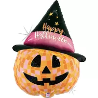 Fóliový balónek dýně Happy Halloween disco 84 cm