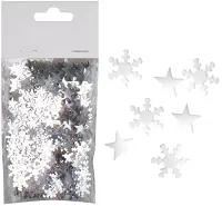 Vánoční konfety stříbrné vločky a hvězdy