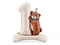 Stojící foliový balónek medvídek s číslicí 1