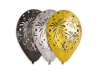 Latexový balonek s potiskem ohňostroj metalický
