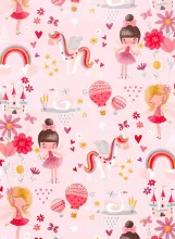 Balící papír Víly a jednorožci 1,5 x 0,70 m