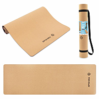 Spokey SAVASANA Korková jóga podložka, 183 x 61 x 0,4 cm, hnědá