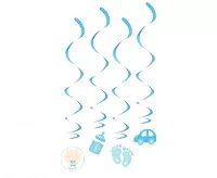 Závěsné spirály papír-folie Baby boy 60 cm - 4 ks
