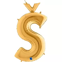 Foliové písmeno S s háčkem zlaté 102 cm