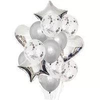 Balonkový buket Stříbrný - 14 ks