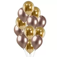 Balonkový buket Chrome Luxus rose gold - 12 ks