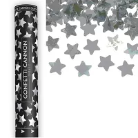 Vystřelovací konfety stříbrné hvězdy 60 cm