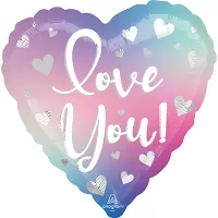 Fóliový balónek ombre srdce Love you 43cm