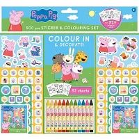 Samolepkový set s omalovánkami a voskovkami Prasátko Peppa 500 ks