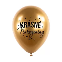 Latexové balonky zlaté - Krásné narozeniny 5 ks