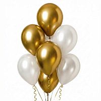 Latexové balonky zlato-bílé 30 cm, 7 ks