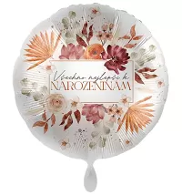 Fóliový balonek Všechno nejlepší k narozeninám Kvítí CZ 43 cm