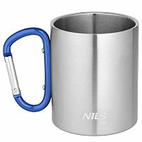 Kempingový hrnek NILS Camp NC17110 s karabinou 300ml modrý