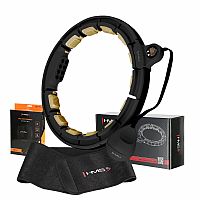 Sada masážní hula hoop HMS HHM13 se závažím, magnety a počítadlem a zeštíhlujícího pásu BR163 černá