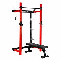 Multifunkční skládací posilovací stojan - Power Rack HMS KLT34 červený