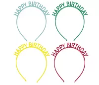 Plastové narozeninové čelenky Happy Birthday 4 ks