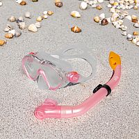 Šnorchlovací set 2 v 1, DĚTSKÝ, RŮŽOVÝ, obsahuje masku a šnorchl