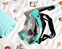 Šnorchlovací maska, tyrkysová, celoobličejová, velikost L/XL