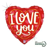 Foliový balonek srdce - I love you se třpytem 36 cm