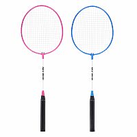 Sada 2 dadmintonových raket a nylonové letky NILS NRZ001 růžovo-modrá