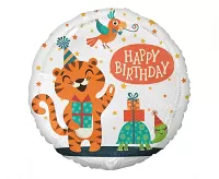 Foliový balonek - Tygr a želva Happy Birthday 45 cm - Godan
