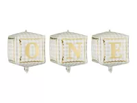 Fóliové balónky béžové kostky ONE - 34×36 cm