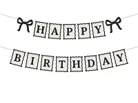 Papírová girlanda Happy Birthday s černou mašlí 100 cm