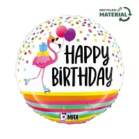 Fóliový balonek Narozeninový plameňák kulatý HB 46 cm