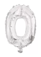 Fóliová číslice 0 stříbrná 85 cm