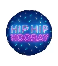 Fóliový balonek Hip Hip Hooray kruh 46 cm