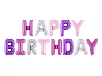 Foliový nápis HAPPY BIRTHDAY v růžové ombre barvě 340 x 35 cm