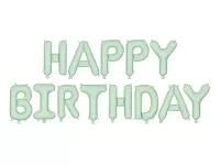 Foliový nápis HAPPY BIRTHDAY v pastelové zelené barvě 340 x 35 cm