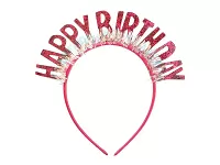 Narozeninová čelenka Happy Birthday růžová
