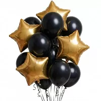 Balonkový buket černý se zlatými hvězdami - 14 ks