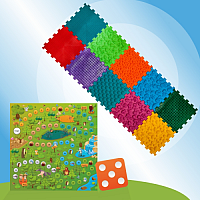 Masážní ortopedická podložka Ortek "Puzzle Mix" 10 modulů + Hra "Lesní dobrodružství"