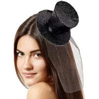 Čelenka černý klobouk se závojem