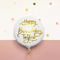 Foliový balonek Happy Birthday - Bílý se zlatým nápisem