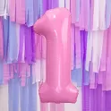 Foliová číslice - růžová 1 - 86 cm